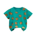 thumbnail image 1 of Elabch Toddler Boys Girls Cotton T Shirt Kids Short Sleeve Graphic Tops Crewneck Button Sleepwear Tshirt Summer Soft Basic T Shirt Size 2Y-6Y, 1 of 3