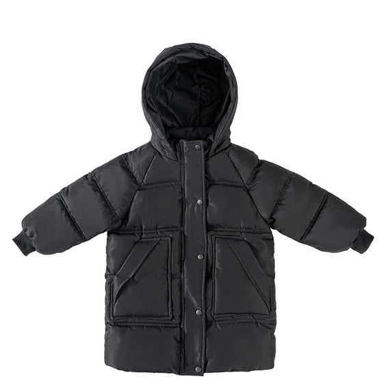 Elabch Toddler Girls Puffer Jacket with Hooded Long Winter Coats Zip Up Snow Coat Thick Waterproof Solid Cotton Padded Quilted Jacket Winter Down Coats for Kids on Clearance, Sizes 3-9Y