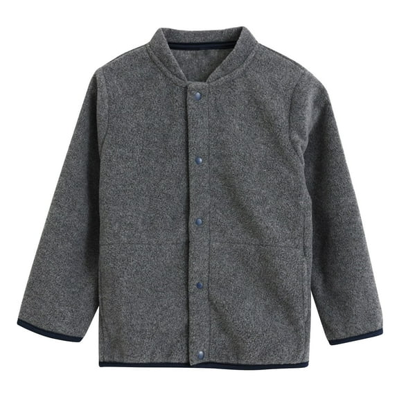 Elabch Toddler Kids Boys Girls Fleece Jacket Crewneck Button Down Fleece Lined Coat Long Sleeve Pocketed Jacket, Sizes 90CM-140M