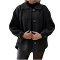 thumbnail image 1 of Elabch Winter Coats for Women Trench Coat Plus Size Lapel Single Breasted Wool Blend Coat with Pockets Black XXL, 1 of 6