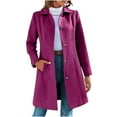 thumbnail image 1 of Elabch Winter Coats for Women Women's Elegant Single Breasted Coat Long Sleeve Mid Winter Overcoat Work Office Pea Coats Hot Pink M, 1 of 9