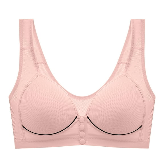 Elabch Women's Front Closure Plus Size Everyday Bras Wireless Bra Full Cup Lift Bras for Women No Underwire Shaping Front Button Bra Hot Pink S