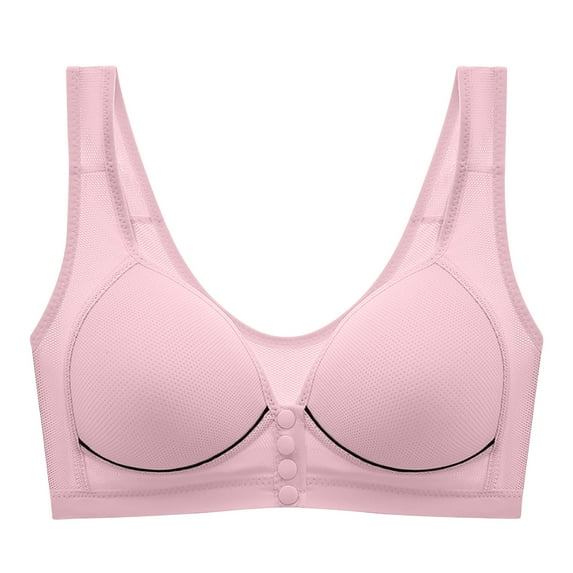 Elabch Women's Front Closure Plus Size Everyday Bras Wireless Bra Full Cup Lift Bras for Women No Underwire Shaping Front Button Bra Pink 3XL