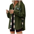thumbnail image 1 of Elabch Womens Flannel Shacket Jacket Casual Corduroy Plaid Button Down Shirts Hooded Long Sleeve Fall Tops with Pockets Army Green S, 1 of 7