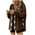 thumbnail image 1 of Elabch Womens Flannel Shacket Jacket Casual Corduroy Plaid Button Down Shirts Hooded Long Sleeve Fall Tops with Pockets Brown XXL, 1 of 7