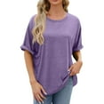 thumbnail image 1 of Elabch Womens Oversized T Shirts Short Sleeve Crewneck Summer Tops Casual Loose Basic Tee Shirts 2025 Trendy Clothes Purple XL, 1 of 7
