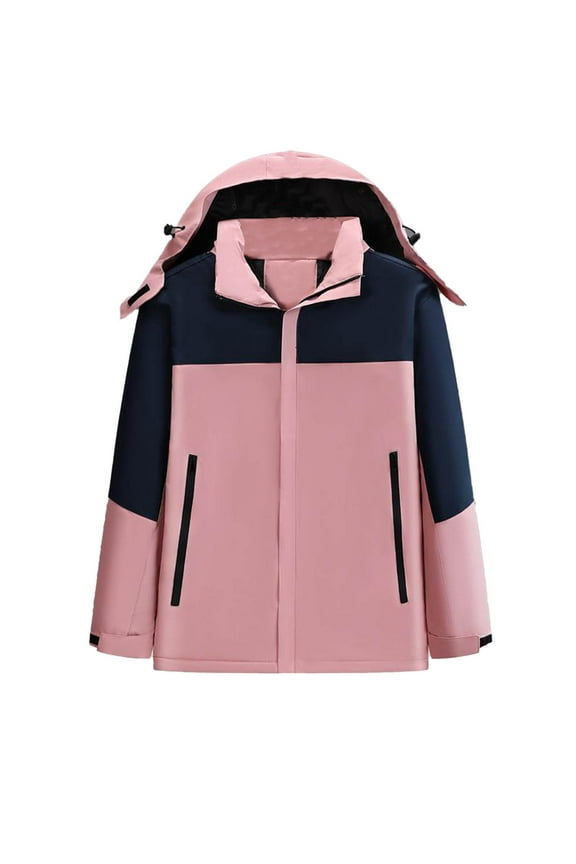 Womens Ski Jacket Waterproof Lightweight Rain Jackets Windbreaker Rain Coats with Hooded Outdoor Hiking Jackets with Removeable Hood Pink 3XL