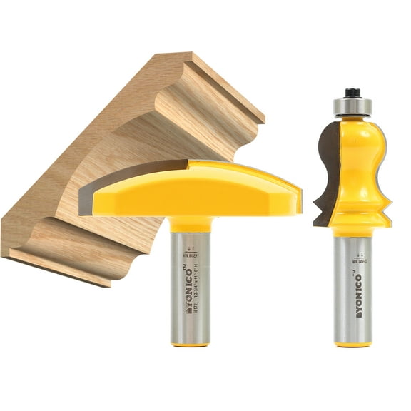 Elaborate 2 Bit Crown Cap Molding Router Bit Set - 1/2" Shank - Yonico 16214