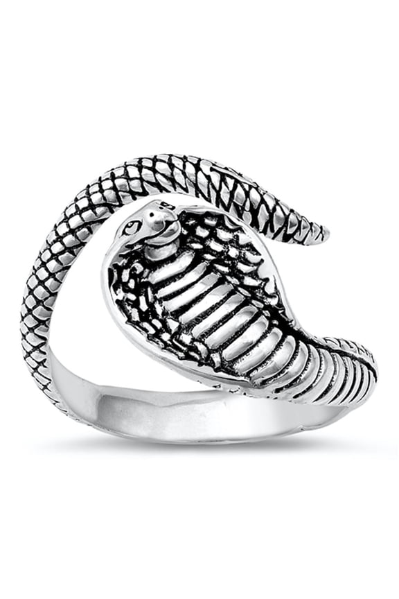 Elaborate Cobra Snake Serpent Ring .925 Sterling Silver Band Jewelry Female Male Unisex Size 5