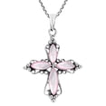 thumbnail image 1 of Elaborate and Pretty Pink Cross Seashell on Sterling Silver Pendant Necklace, 1 of 5