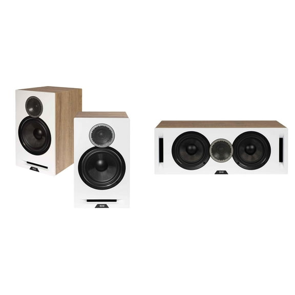 Elac DBR62-W - Debut Reference 6.5" Bookshelf Speakers - White, Pair and Elac DCR52-W - Debut Reference 5.25" Center Speaker - White