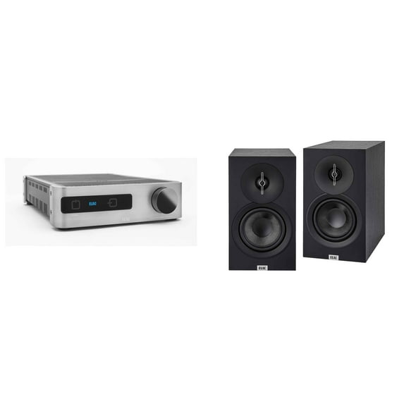 Elac DS-A101-G - Discovery Amplifier with Wi-Fi - Grey and Elac DB53-BK - Debut 3.0 5.25" Bookshelf Speakers - Black, Pair