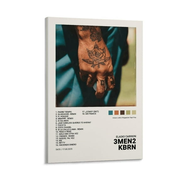 Eladio Carrion 3MEN2 KBRN Album Cover Canvas Poster Print Music Posters for Room Aesthetic