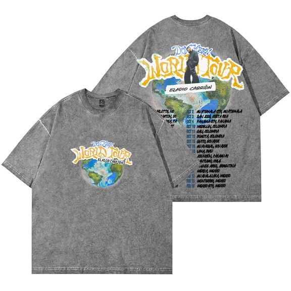 Eladio Carrion Don Kbrn Tour Merch Wash T-Shirts Streetwear Cosplay Unisex Cotton Short Sleeve Tee