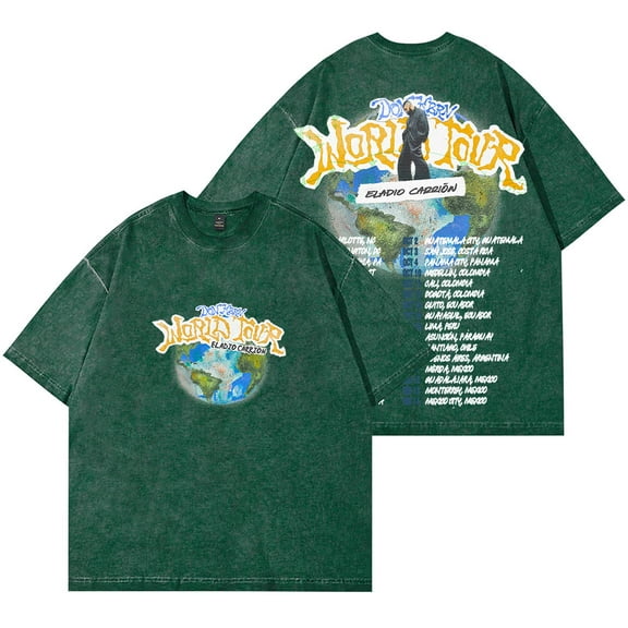 Eladio Carrion Don Kbrn Tour Merch Wash T-Shirts Streetwear Cosplay Unisex Cotton Short Sleeve Tee