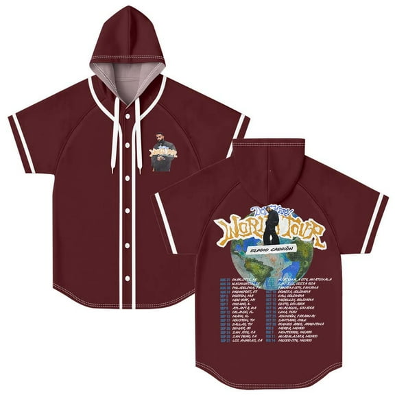 Eladio Carrion Don Kbrn World Tour 2025 Hooded Baseball Jersey Short Sleeve Shirt Women Men Crewneck Casual Tee
