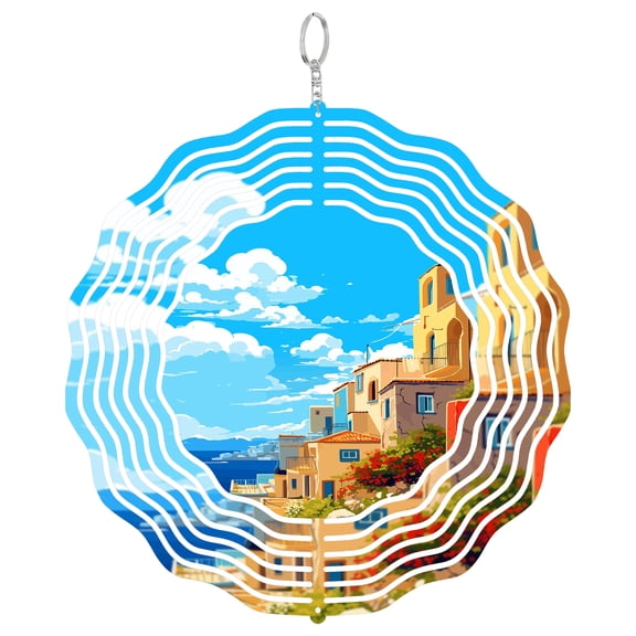 Elafonisos Greece Simos Beach 3D Wind Spinner Stainless Steel Hanging Decor Garden Art Turquoise Water Gift
