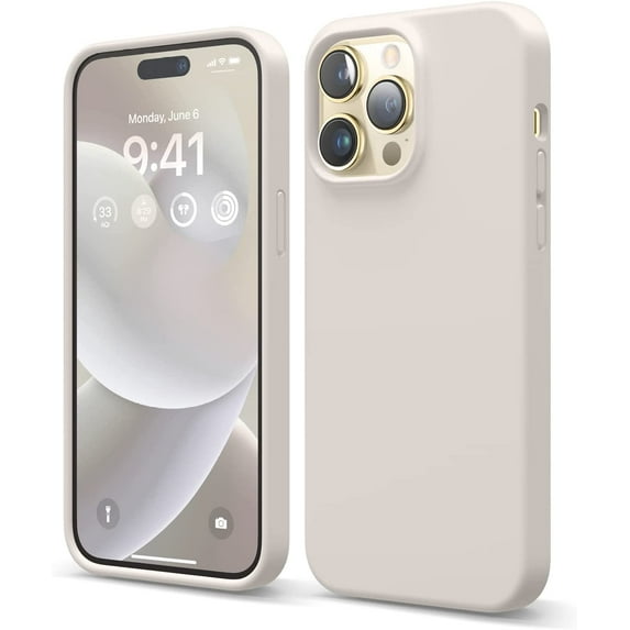Elago MagSafe Silicone Soft-Touch Cell Phone Case for Apple iPhone 14 Pro Max, Stone