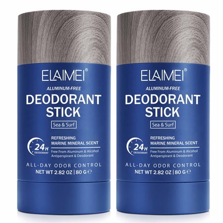 Elaimei Deodorant for Men,Sea Mineral Scent - Antiperspirant & Deodorant Stick - Aluminum Free - Refreshing All Day - Non Sticky Formula, 2 Pack