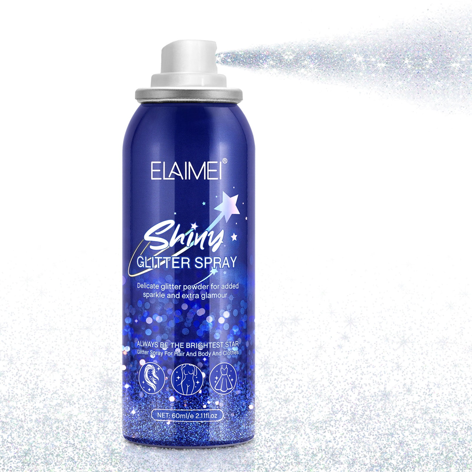 Elaimei Glitter Spray, Body Shiny Glitter Spray for Skin, Face, Hair