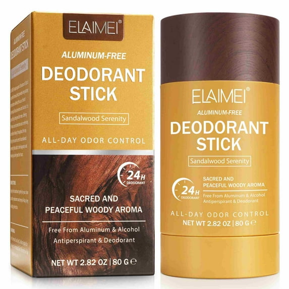 Elaimei Sandalwood Deodorant Stick,Natural Moisturizing Ingredients,Antiperspirant for Women and Men(2.82oz)