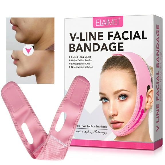 Elaimei V-Line Facial Bandage,Reusable Face Slimming Strap,Chin Slimming Bandage,Double Chin Reducer,V Shaped Slimming Face Mask to Reduce Sagging Skin