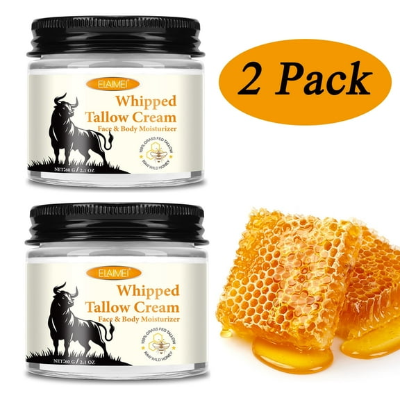 Elaimei Beef Tallow for Skin,2-Pack Face & Body Moisturizer,Natural Skin Care for Dry & Aging Skin,4.2 oz