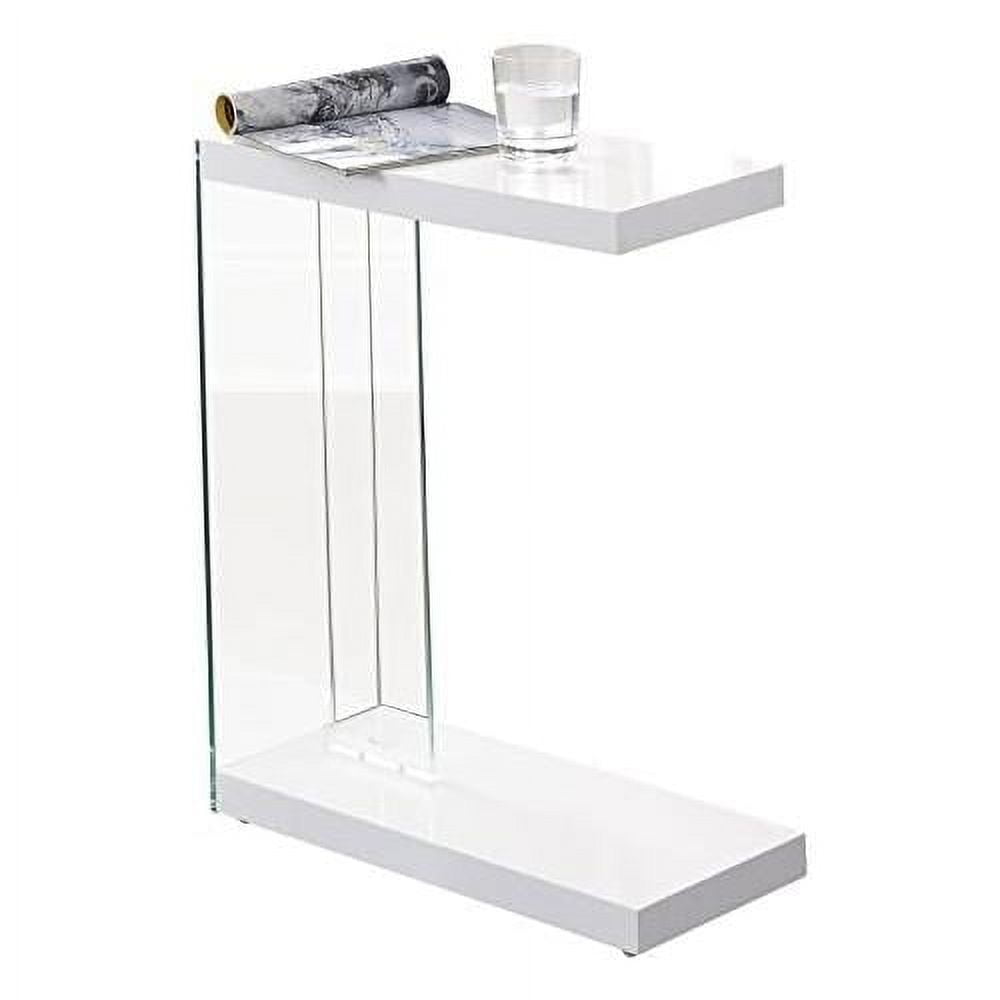 Elaina White Glass and Wood Rectangular End Table
