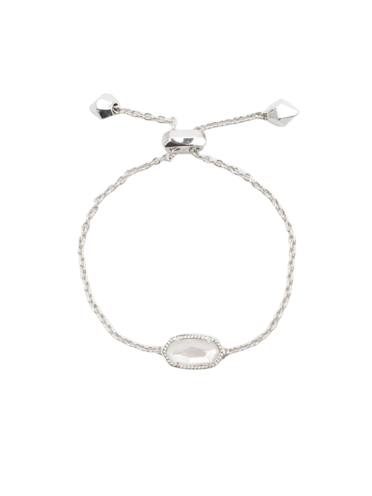 Elaina Silver Adjustable Chain Bracelet in Ivory Pearl