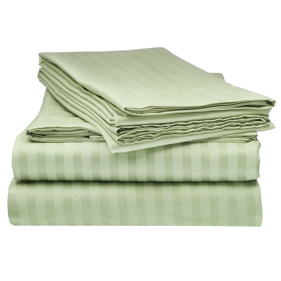 Elaine Karen 1800 Series - Soft Brushed Microfiber - Striped QUEEN Bed Sheet Set, Sage