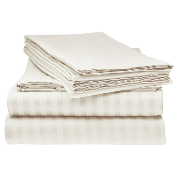 Elaine Karen 1800 Series - Soft Brushed Microfiber - Striped TWIN Bed Sheet Set, Cream