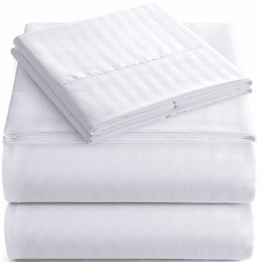 Elaine Karen Bedding Set with Flat Sheet, Fitted Bed Sheet & Pillowcases, King White
