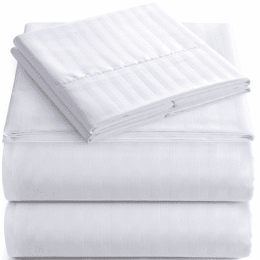 Elaine Karen Bedding Set with Flat Sheet, Fitted Bed Sheet & Pillowcases, King White