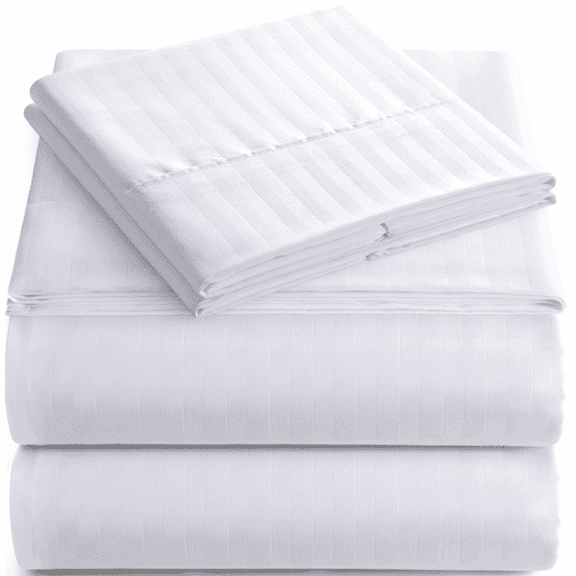 Elaine Karen Bedding Set with Flat Sheet, Fitted Bed Sheet & Pillowcases, King White