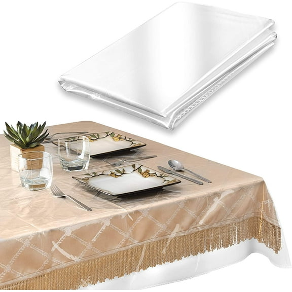 Elaine Karen Clear Plastic Table Cloth Protector Vinyl Dining Table Cover, Oblong 60” x90"