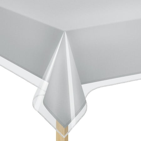 Elaine Karen Heavy Duty Waterproof Clear Plastic Table Cloth Protector Vinyl Dining Table Cover, Oblong 54”x72"