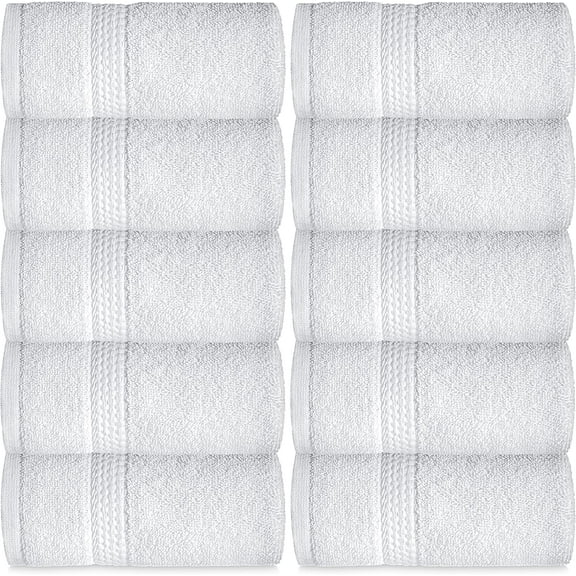 Elaine Karen Premium Cotton Bath Hand Towels for Home, Hotel & Spa, 12-Pack White