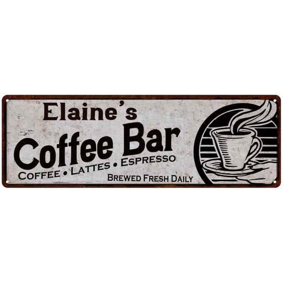Elaine's Coffee Bar Sign Kitchen Decor 8x24 108240007128