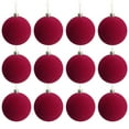 thumbnail image 1 of Elainilye 12 Pack Velvet Flocked Christmas Ball Ornaments, 3 Inch Red Plastic Hanging Tree Decorations for Xmas Tree Decoration and Home Decor, 1 of 9