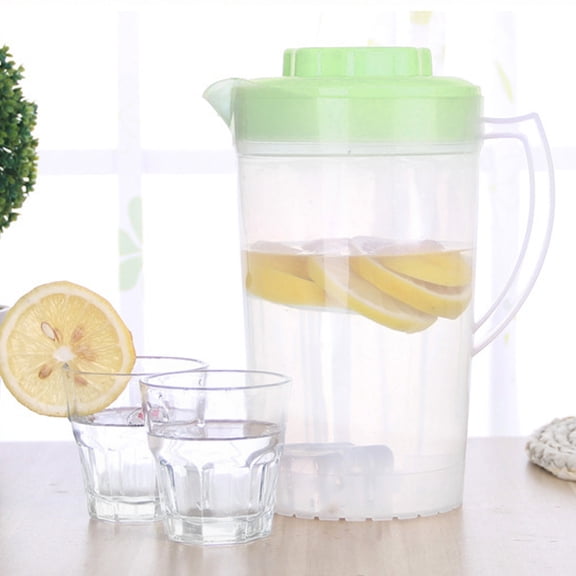 Elainilye 2 Quart Pitcher with Lid, Water Pitcher, BPA-Free Clear Plastic Pitcher, Water Jug for Tea, Juice, Hot/Cold Water, Pitcher with Spout Handle, Z-4-Green