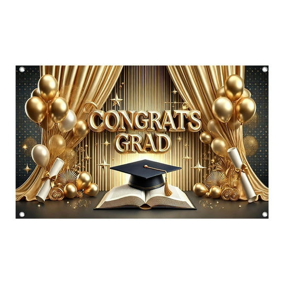 Elainilye 2025 Graduation Decoration Banner, Personalized Congrats Grad Backdrop, Graduation Party Photo Background Banner, Party Decoration Supplies for Grad Celebration