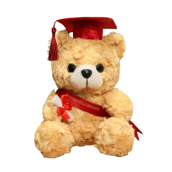 Elainilye 2025 Graduation Gifts Bear Stuffed Animal, Plush Bear Gifts with Cap Tassel, Graduation Gift for Him Her, Cute Soft Bear Dolls for College Party Favor, Red