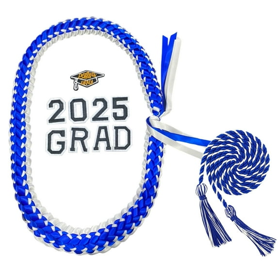 Elainilye 2025 Graduation Leis Set, 47 Inch Graduation Leis 2025 and 67 Inch Graduation Honor Cords, Handmade Graduation Party Decorations, A