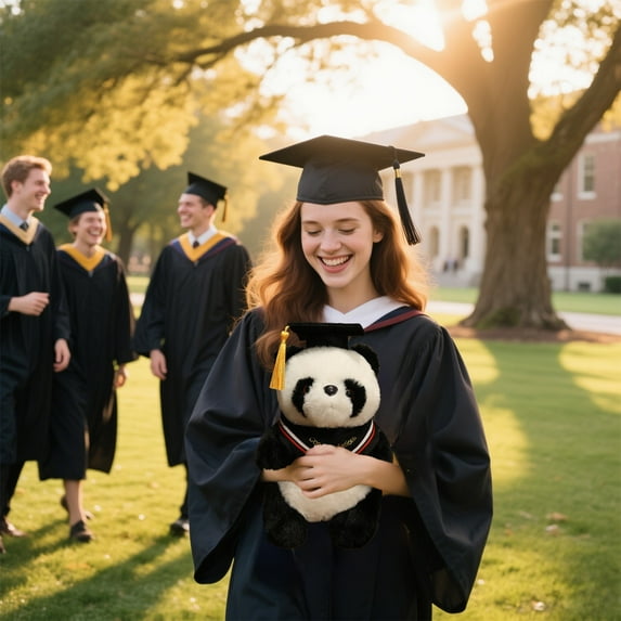 Elainilye 2025 Graduation Plush Panda, Class Of 2025 Graduation Doll Gift, Congrats Grad Keepsake Cotton Toy, Stuffed Doll With Graduation Cap & Sash for Grad Party Decoration