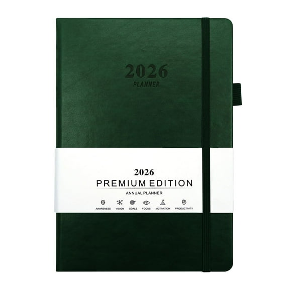 Elainilye 2026 Planner, Weekly Monthly Planning Book with Elastic Band, Hard Cover Calendar Planner, Stylish Design - A5 (6.3" x 8.4") 2026 Year, E