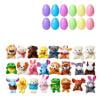 Elainilye 24PC Prefilled Easter Eggs Filled with Mini Animal Toys Plastic Easter Egg Hunt Supplies Party Favors Basket Stuffers Spring Gift