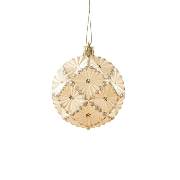 Elainilye 3" Champagne Gold Ball Christmas Tree Ornament Electroplated Hanging Decoration for Holiday Decor