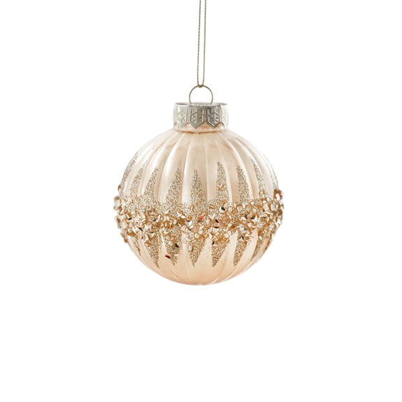 Elainilye 3" Champagne Gold Ball Christmas Tree Ornament Electroplated Hanging Decoration for Holiday Decor