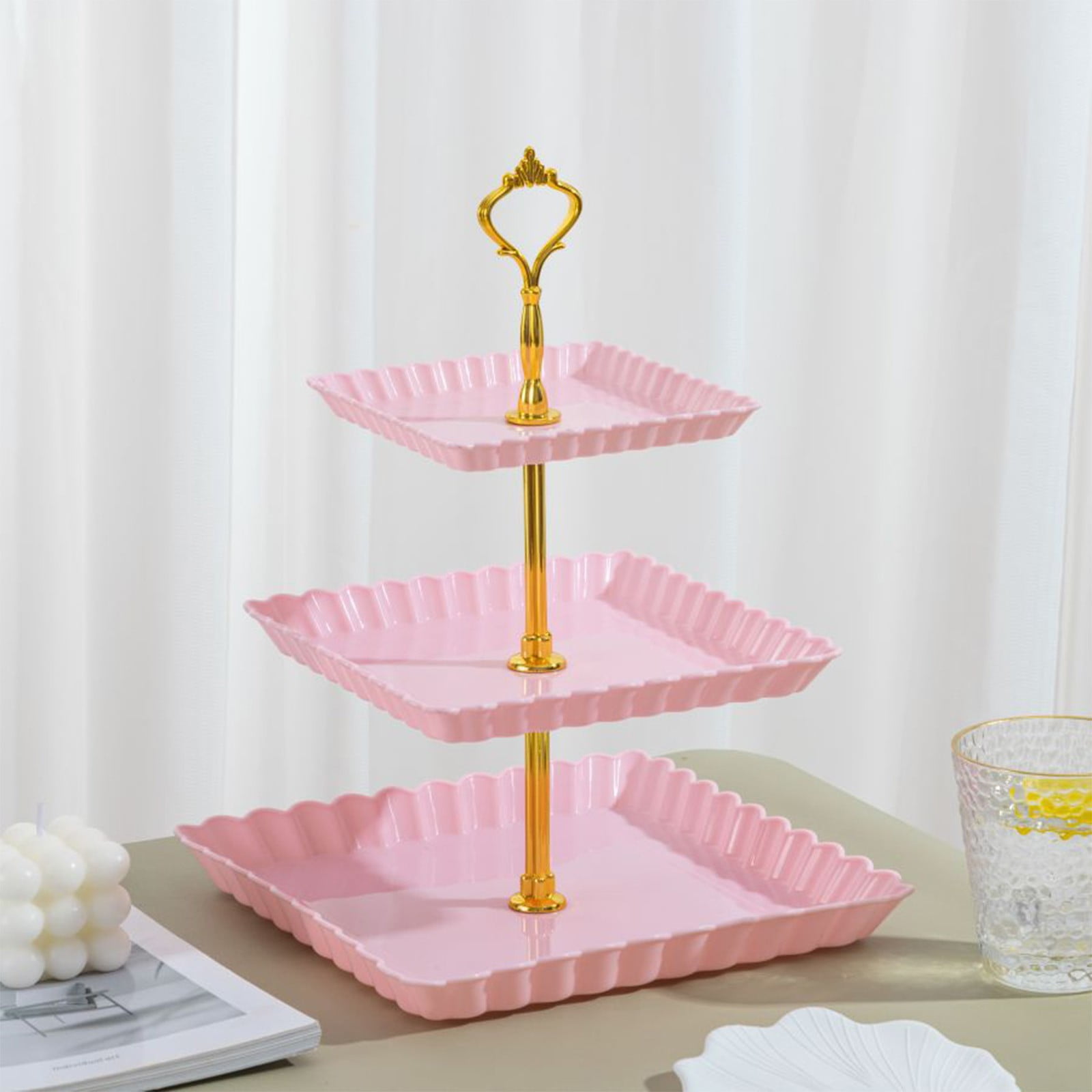 Elainilye 3-Tier Serving Stand, 12 Inch Chrome Metal Dessert Tray with ...
