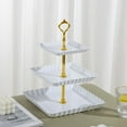 thumbnail image 1 of Elainilye 3-Tier Serving Stand, 12 Inch Chrome Metal Dessert Tray with Crown Topper - Display for Fruits Candy Dim Sum at Party Wedding KTV, White, 1 of 6